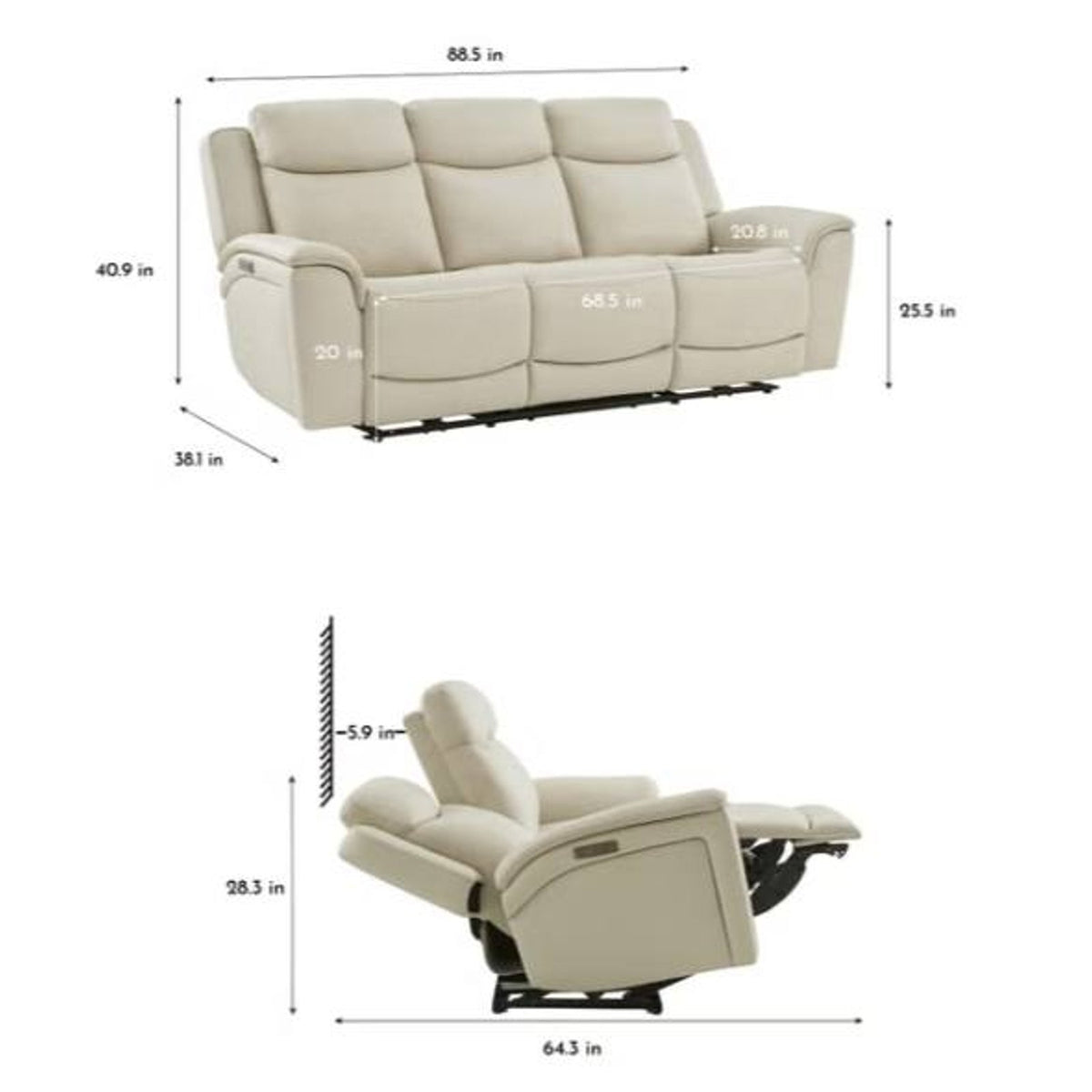 Sanders Leather Power Reclining Sofa with Power Headrests