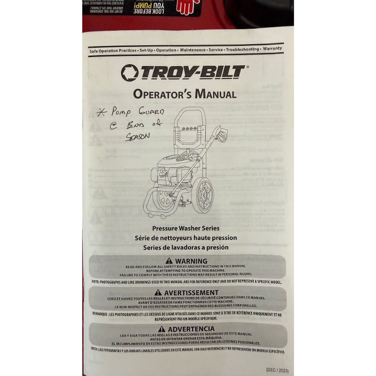 Honda Powered / Troy-Bilt 3000 PSI at 2.3 GPM Cold Water Gas Pressure Washer