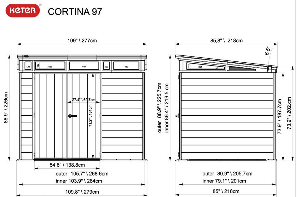 Keter Cortina 9' x 7' Premium Modern Outdoor Storage Shed