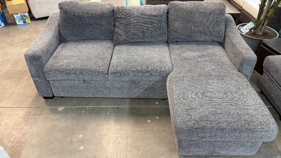 Coddle Aria Fabric Sleeper Sofa with Reversible Chaise and Storage, Gray