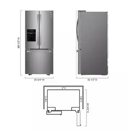 LG 21.8 cu. ft. 3-Door Smart French Door Refrigerator with Ice Maker and Water Dispenser