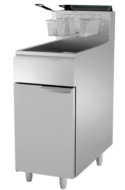 Kutano Commercial Natural Gas Fryer, 3-Burner, 50 lb Capacity, 105K BTU, Stainless Steel