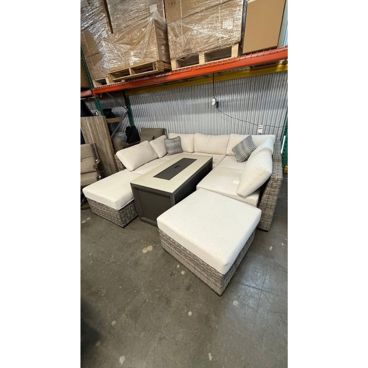 SunVilla Hudson 8-piece Fire Outdoor Patio Sectional Seating Set