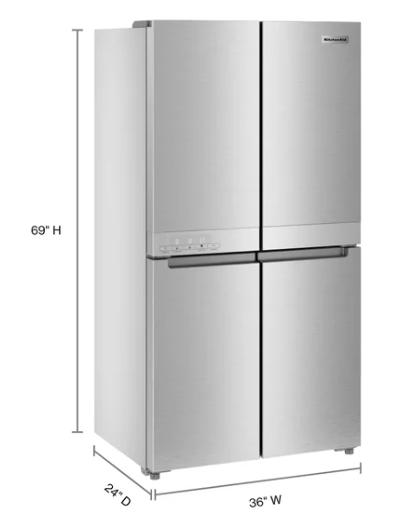 KitchenAid 19.4 cu. ft. 36-Inch Wide Counter-Depth 4-Door Refrigerator with PrintShield Finish