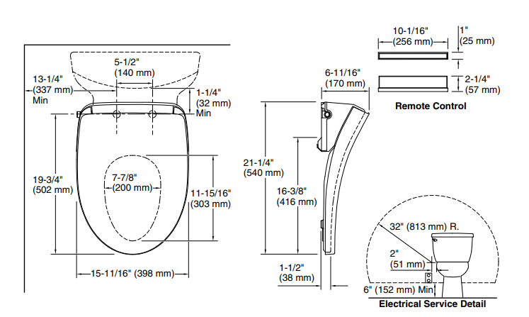 Kohler C3-325 Premium Bidet Toilet Seat with Remote Control New In Box Elongated