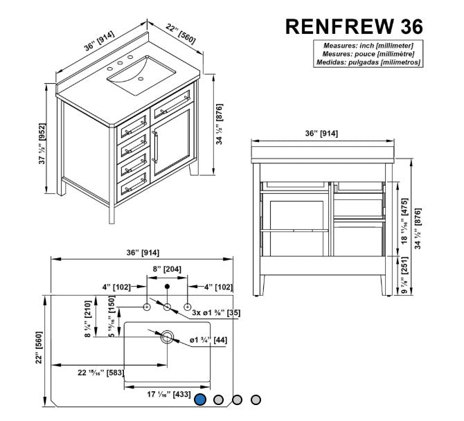 OVE 36" Decors Renfrew Bath Vanity in Greige