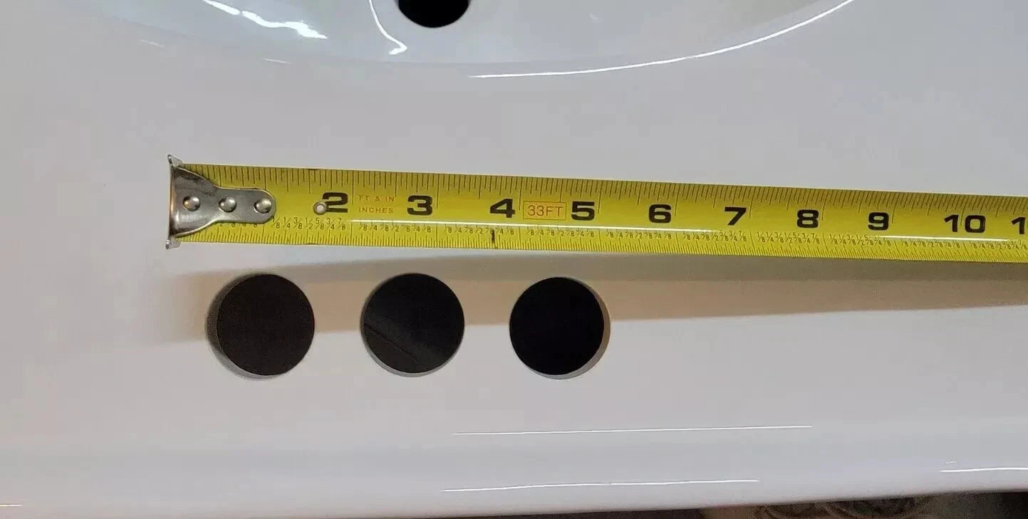 Carden 34" Porcelain Bathroom Sink with Overflow and 3 Faucet Holes at 4" Centers
