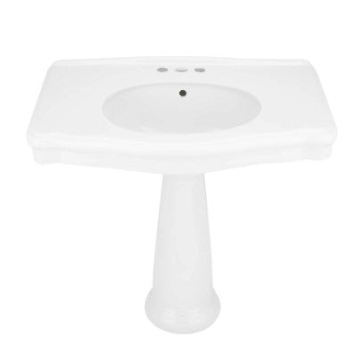 Carden 34" Porcelain Bathroom Sink with Overflow and 3 Faucet Holes at 4" Centers
