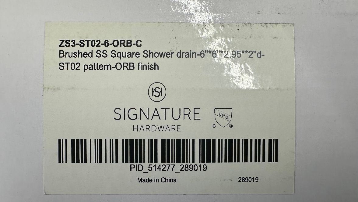 Brushed SS Square Shower drain-6"*6"*2.95"*2"d-ST02 pattern-ORB finish