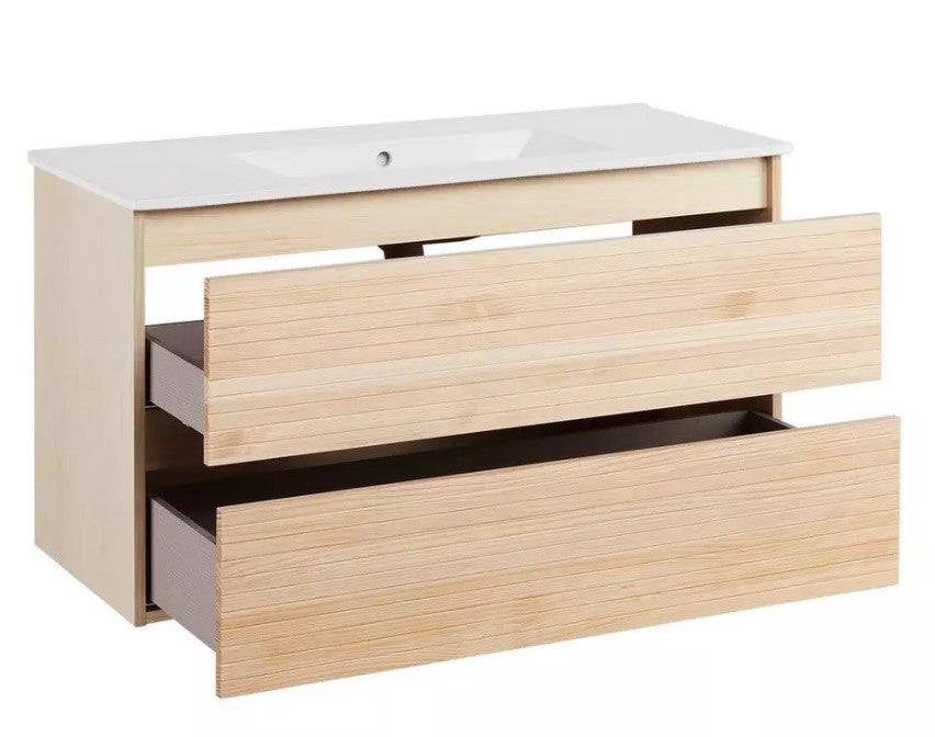 40" Kiah Wall-Mount Vanity and Sink - Light Oak