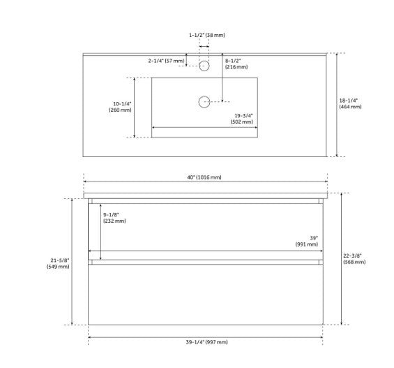 40" Kiah Wall-Mount Vanity and Sink - Light Oak