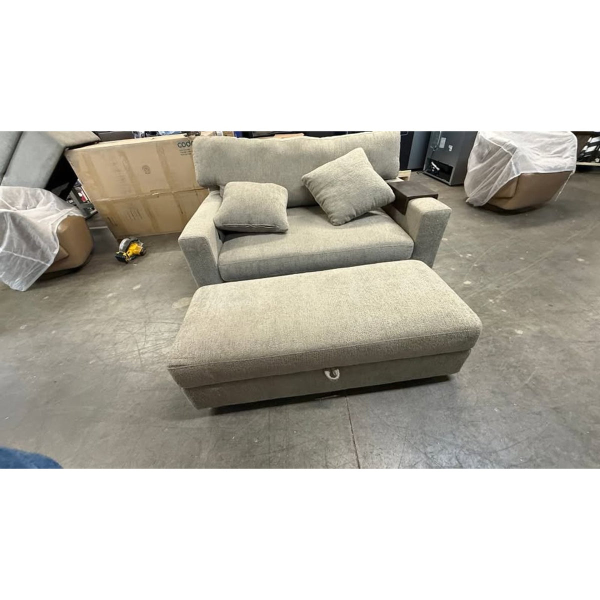 Thomasville Gilroy Fabric Oversized Storage Chair and Storage Ottoman