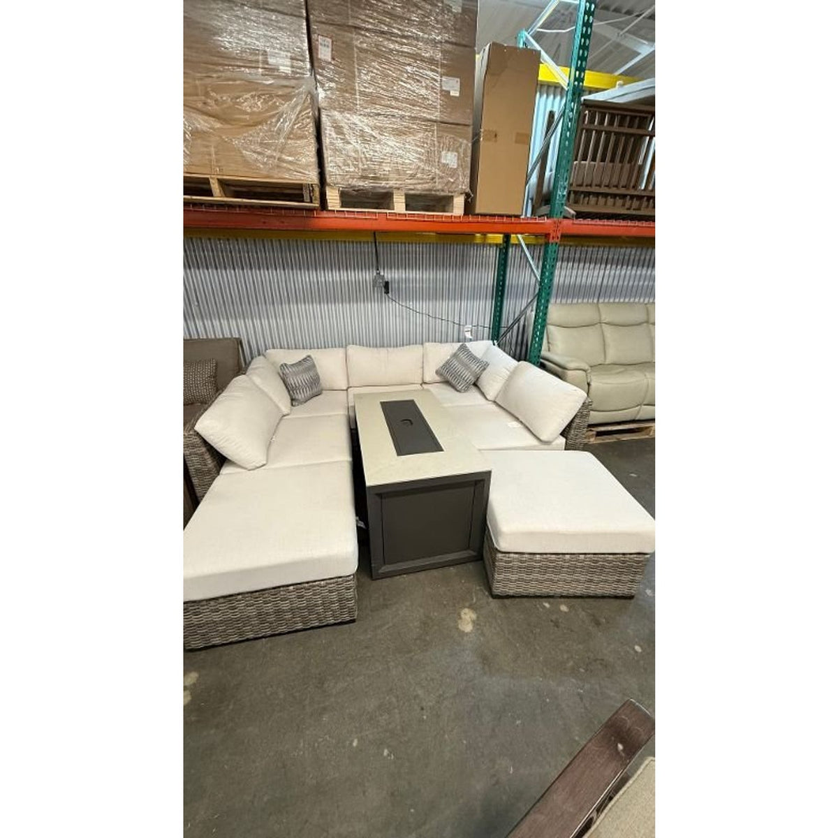 SunVilla Hudson 8-piece Fire Outdoor Patio Sectional Seating Set