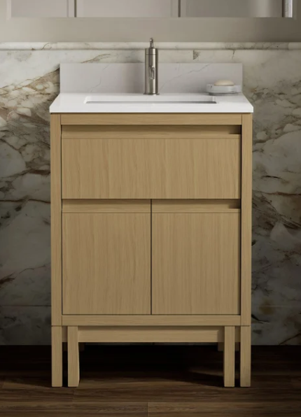 Kohler Solive Bathroom Vanity with Sink and Quartz Top in Oak