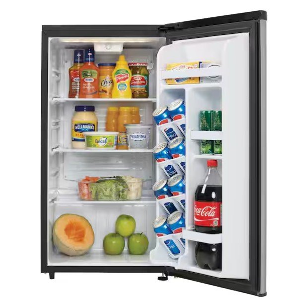 3.3 cu. ft. Retro Mini Fridge in Stainless Steel without Freezer