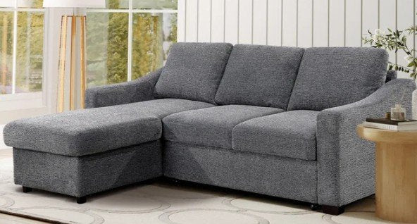 Coddle Aria Fabric Sleeper Sofa with Reversible Chaise and Storage, Gray