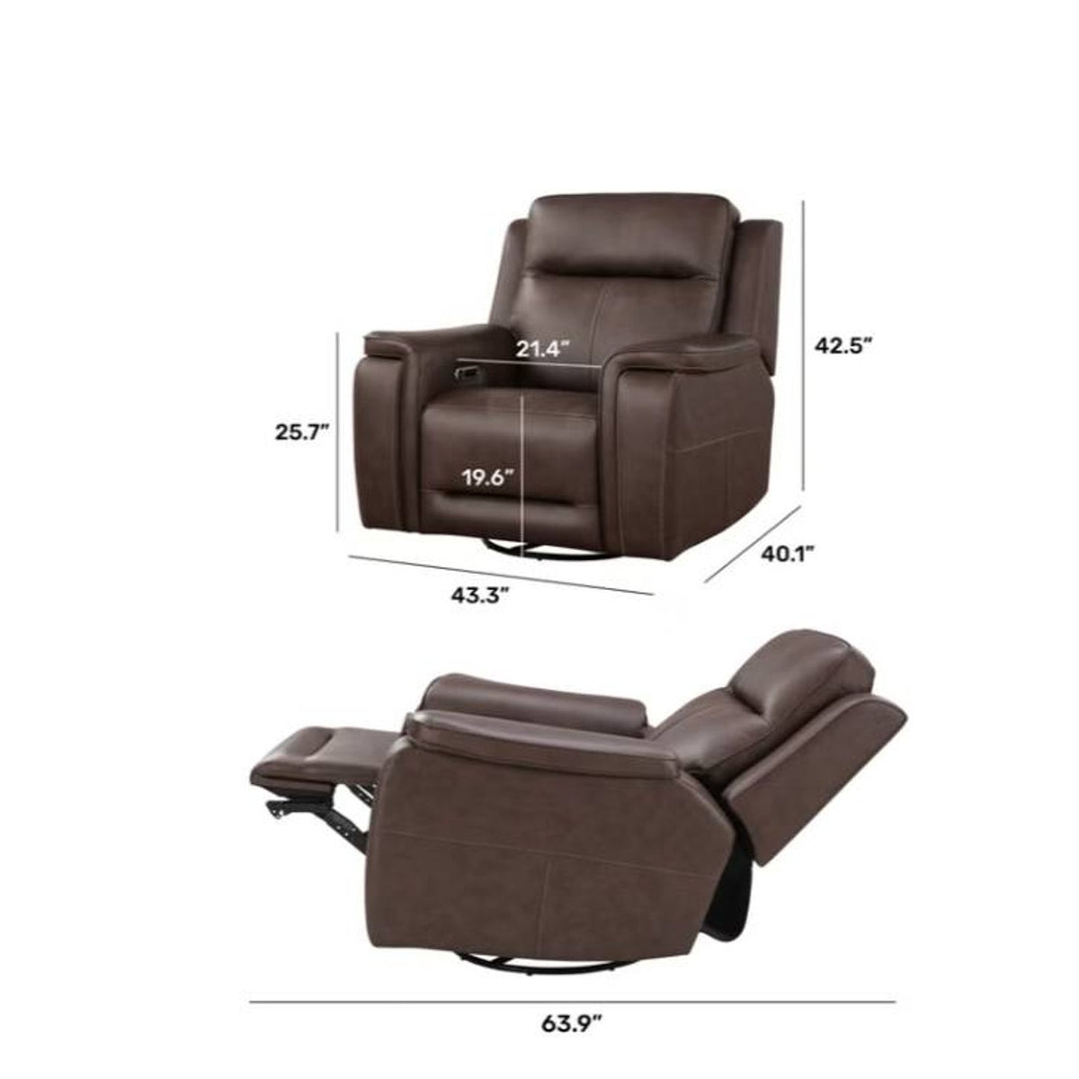 Flexsteel Griffin Italian Leather Power Recliner with Power Headrest and Lumbar