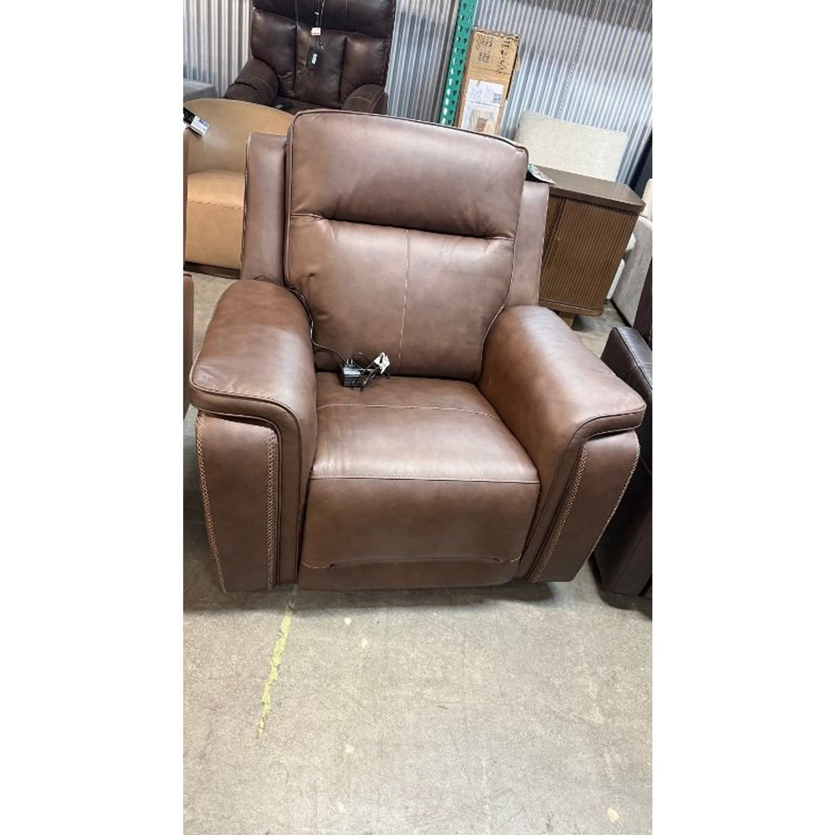 Flexsteel Griffin Italian Leather Power Recliner with Power Headrest and Lumbar