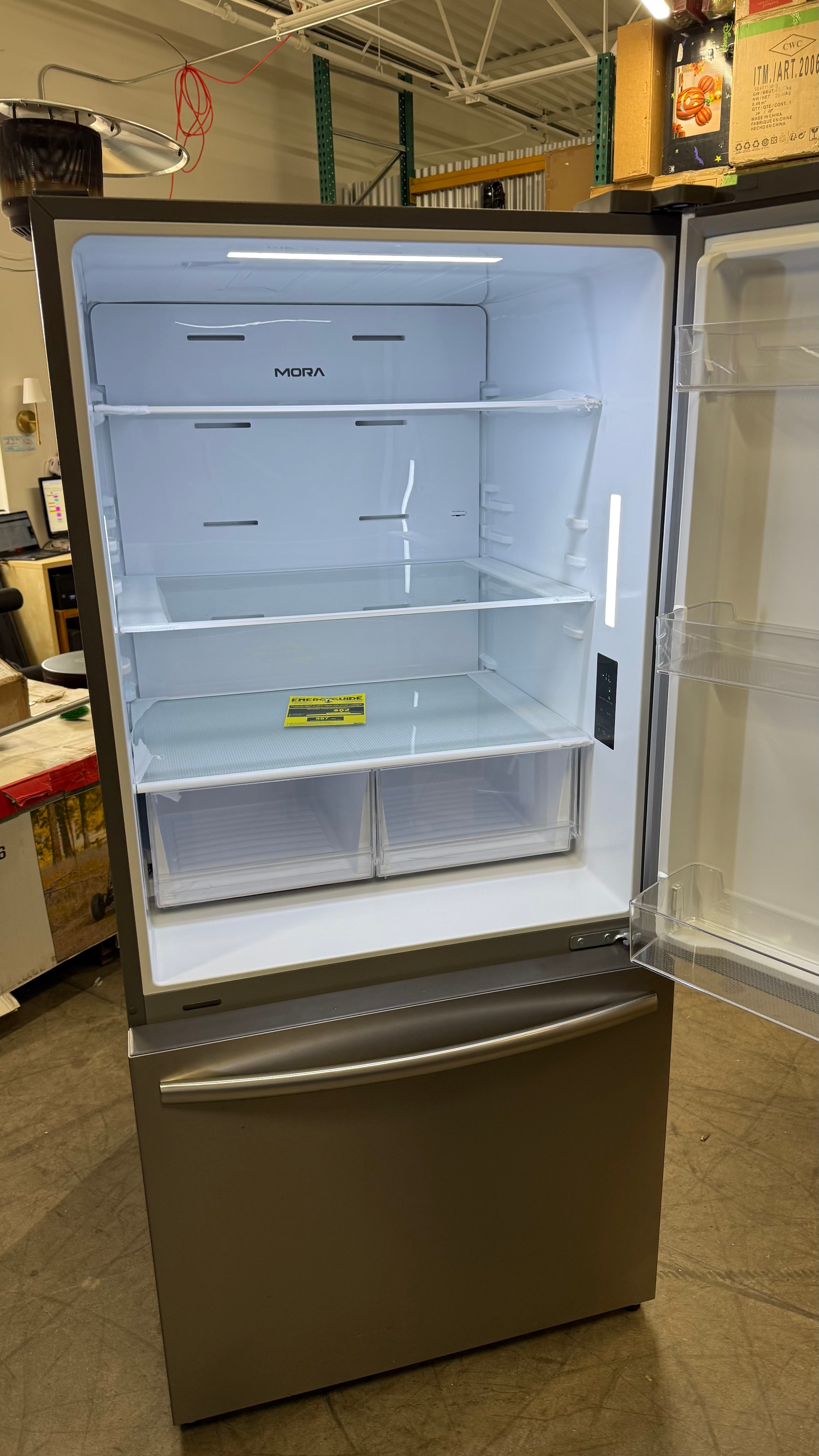 Mora 22.3 Cu.Ft Bottom Freezer Refrigerator with Installed Ice Makers