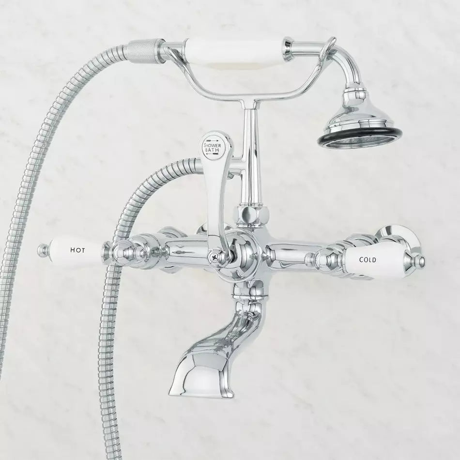 Mini English Telephone Tub Faucet with Hand Shower - Chrome