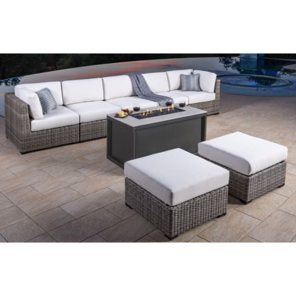 SunVilla Hudson 8-piece Fire Outdoor Patio Sectional Seating Set