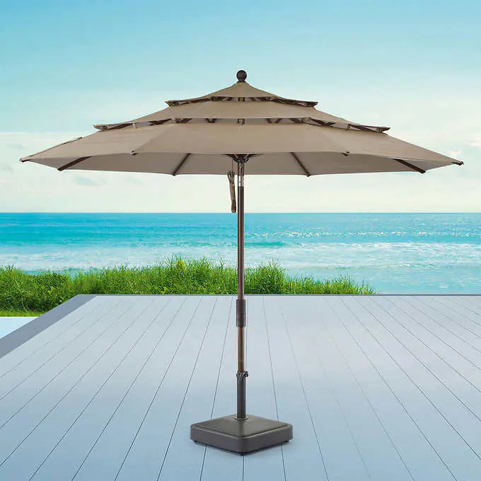 Proshade 11ft Wood-Look Collar Tilt Aluminum Umbrella