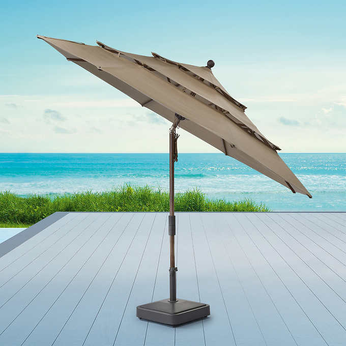 Proshade 11ft Wood-Look Collar Tilt Aluminum Umbrella