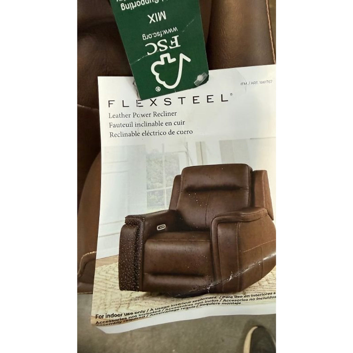 Flexsteel Griffin Italian Leather Power Recliner with Power Headrest and Lumbar