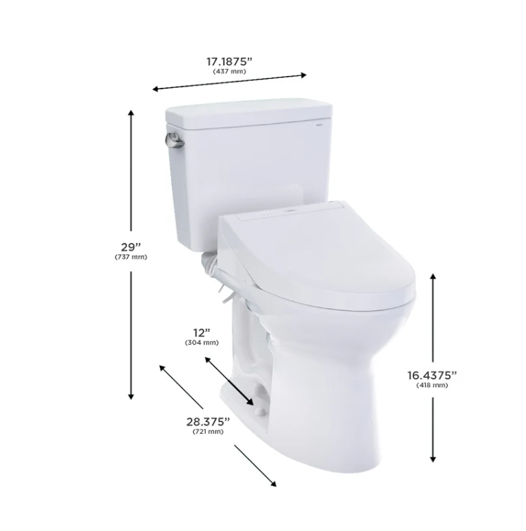 TOTO Drake 2-piece Elongated Toilet with C5 Washlet Bidet Seat