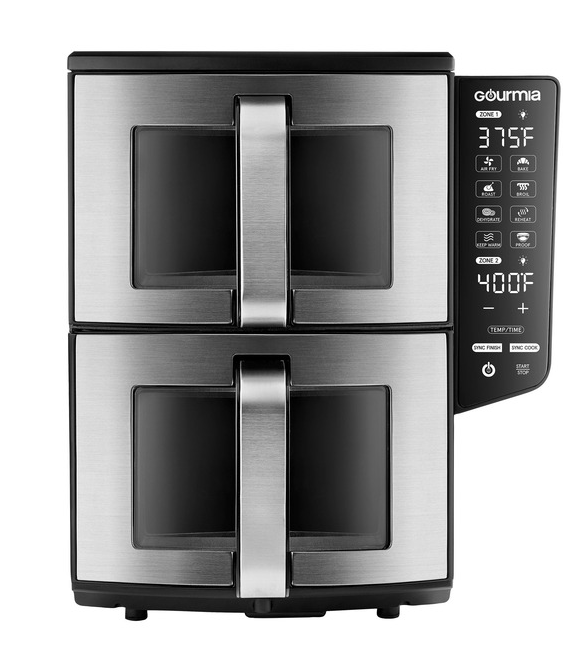 Gourmia 11-QT. Dual Basket Air Fryer with Smart Finish & 4-Layer Cooking