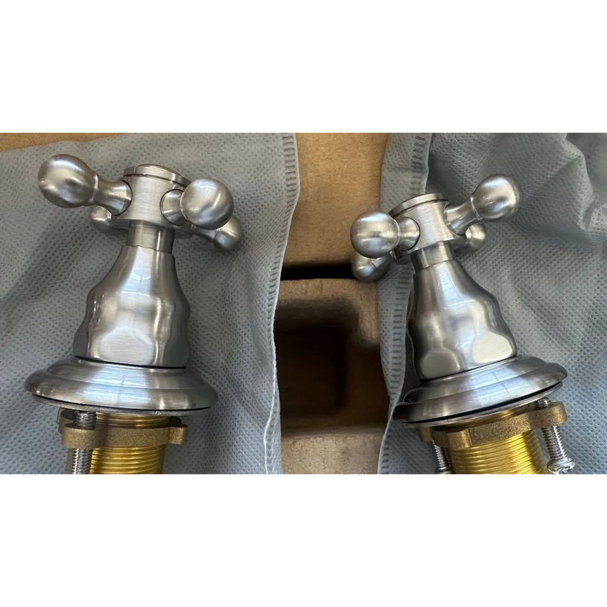 1 Set of Lavatory Faucet Handles - Brushed Nickel