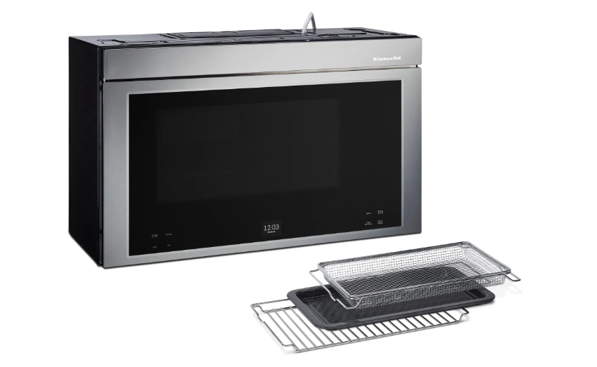 KitchenAid - 1.1 Cu. Ft. Convection Flush Built-In Over-the-Range Microwave with Air Fry Mode - Stainless Stee