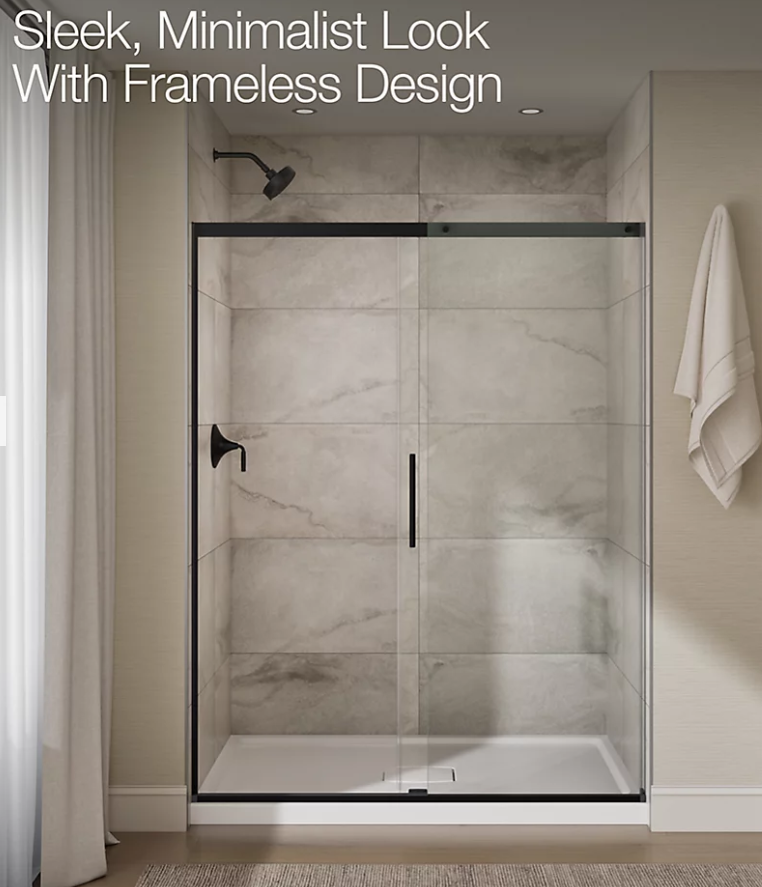 Kohler Prone sliding shower door with 5/16"-thick glass K-REC30620 Color/FinishMatte Black