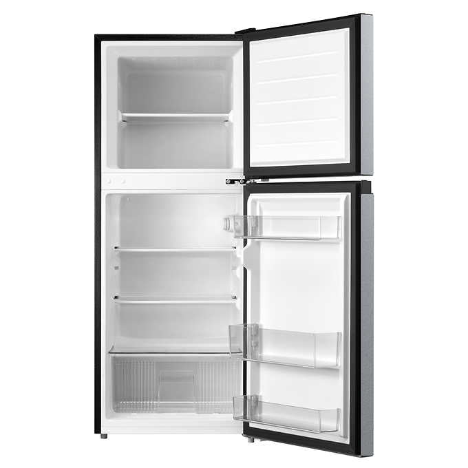 Midea Compact Refrigerator, 2-Door, 4.5 cu ft, Black and Silver